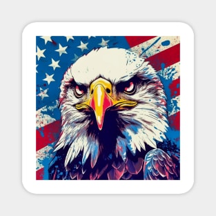 Freedom's Colors: Pop Art Bald Eagle and American Flag Magnet