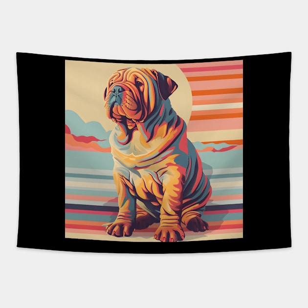 Chinese Shar-Pei in 70's Tapestry by NatashaCuteShop