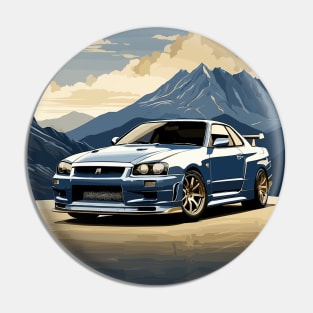 Japanese Blue Sports Car Poster Pin