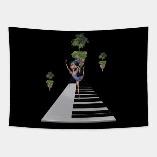 Cute fairy dancing on a piano Tapestry