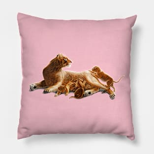 Vintage lion family,lioness the mother Pillow