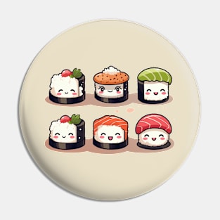 cute smile six japanese sushi Pin