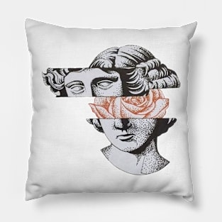 The stone statue puzzle - Drawing - B&W & color Pillow