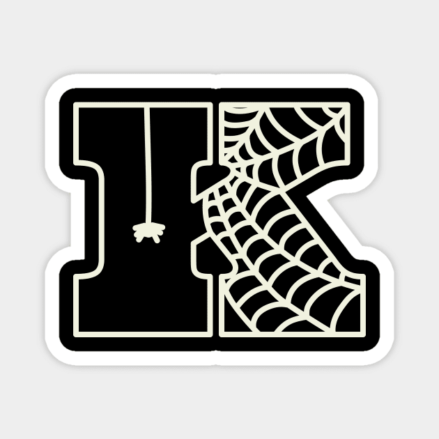Halloween Letter K Initial Monogram with Spiderweb Magnet by Sunburst Designs