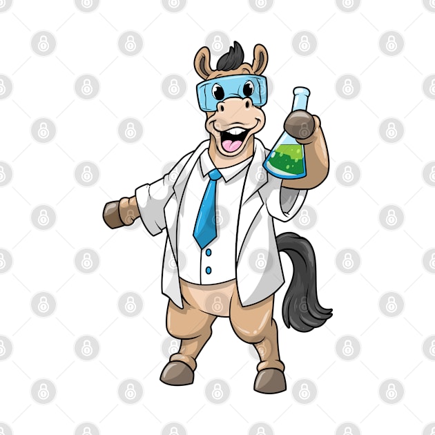 Horse as a chemist with goggles and test tube by Markus Schnabel