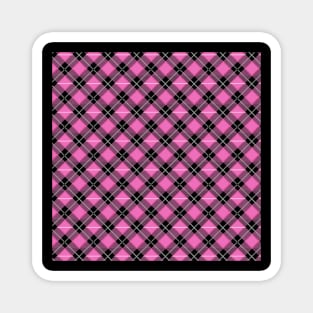 Diagonal Pink and Black Flannel-Plaid Pattern Magnet