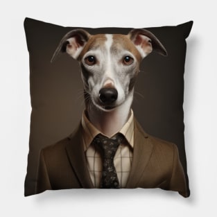 Whippet Dog in Suit Pillow