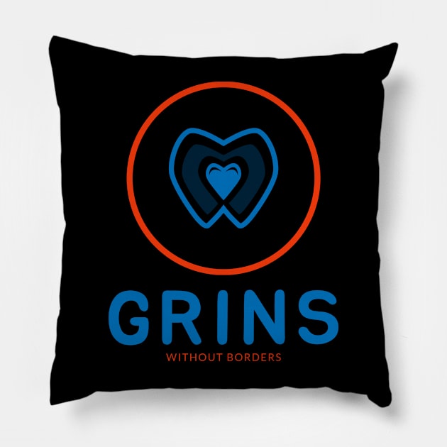 GRINS WITHOUT BORDERS BLACK DENTISTRY Pillow by BICAMERAL