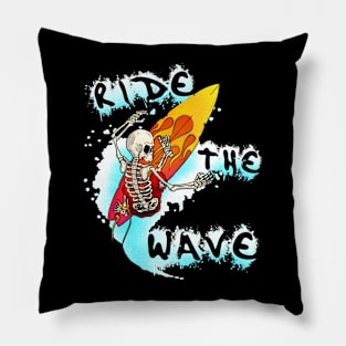 Ride the Wave - Surfing Skeleton Pillow