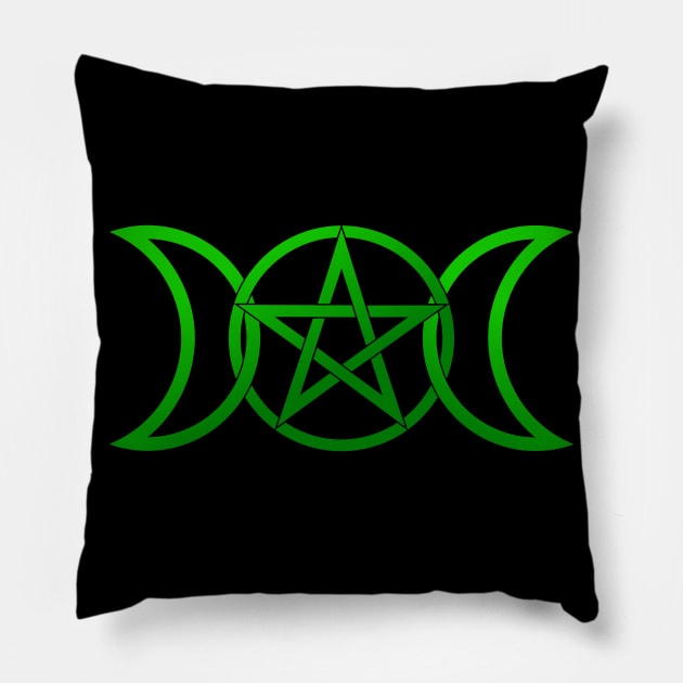 Triple Moon Goddess green ombre Pillow by RavenWake