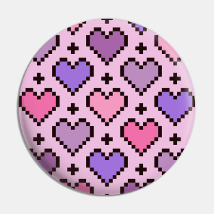 Pixel heart pattern pink and purple Pin