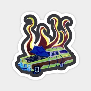 Flaming Station Wagon Magnet