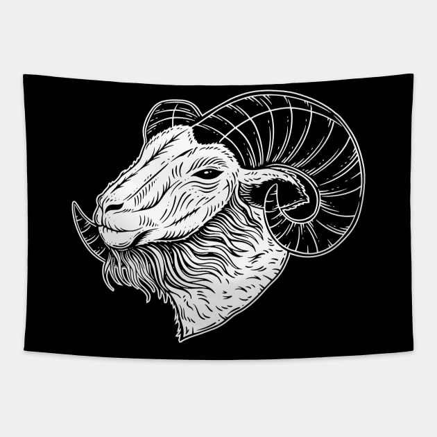 Baphomet Head Occult Demon Goat animal Tattoo Satanic Tapestry by morspective