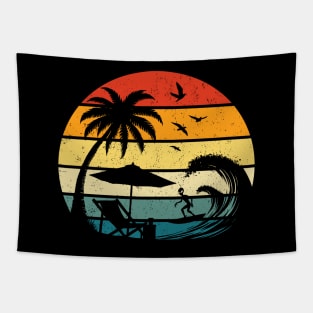 Alien Surfing On Tropical Beach Summer Vacation Surfer Tapestry