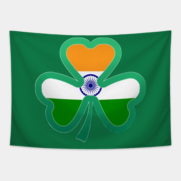 Indian Flag for st patricks day, Irish Shamrock Tapestry by Myteeshirts