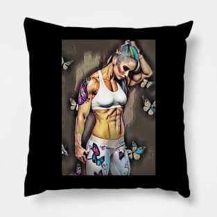 Female Bodybuilder butterflies Pillow