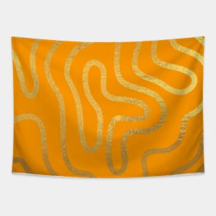 Orange Gold colored abstract lines pattern Tapestry