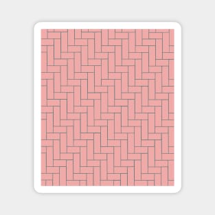 Pink Geometric Tiles with Green Outline Magnet