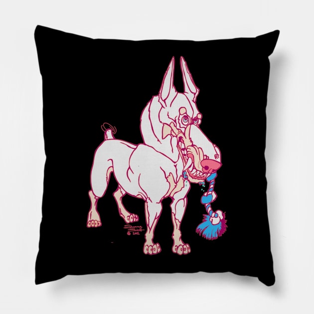 White Doberman 2 Pillow by WildThingsTreasures34