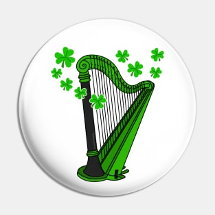 St Patrick's Day Harp Teacher Harpist Irish Musician Pin