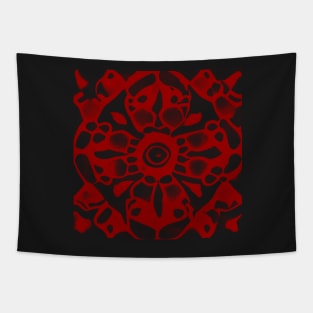 Abstract Floral Print - Crimson Aesthetic Tapestry