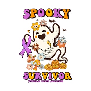 Testicular Cancer Awareness - spooky survivor ghost retro halloween T-Shirt