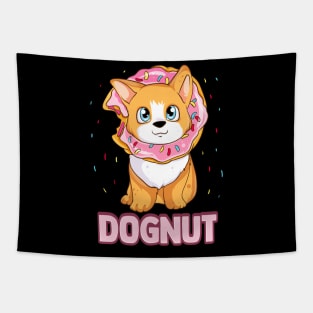 Cute & Funny Dognut Dog Donut Pun Adorable Puppy Tapestry