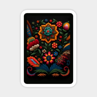 Botanical vintage Ethnic embroidery Floral design 2 Magnet