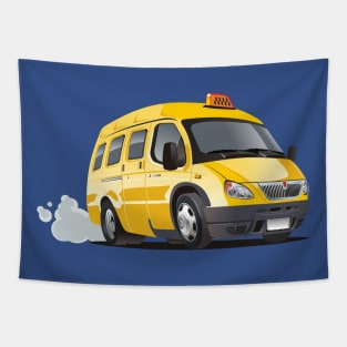 cartoon taxi bus Tapestry