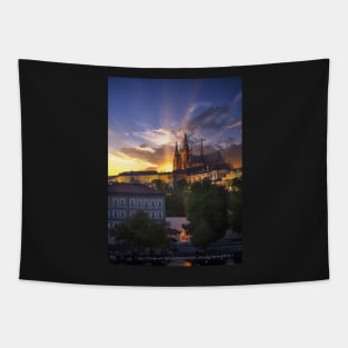 Prague Castle at sunset Tapestry