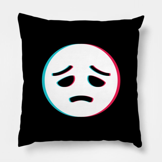 TikTok sad depressed emoji smiley White Pillow by ThingyDilly