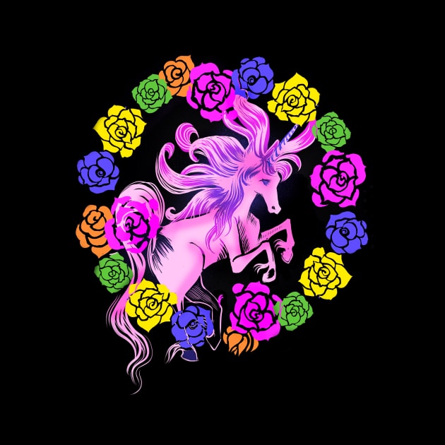 Rainbow Rose Magical Unicorn by Magenta Arts