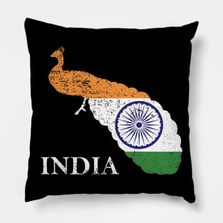 India Peacock Flag Pillow