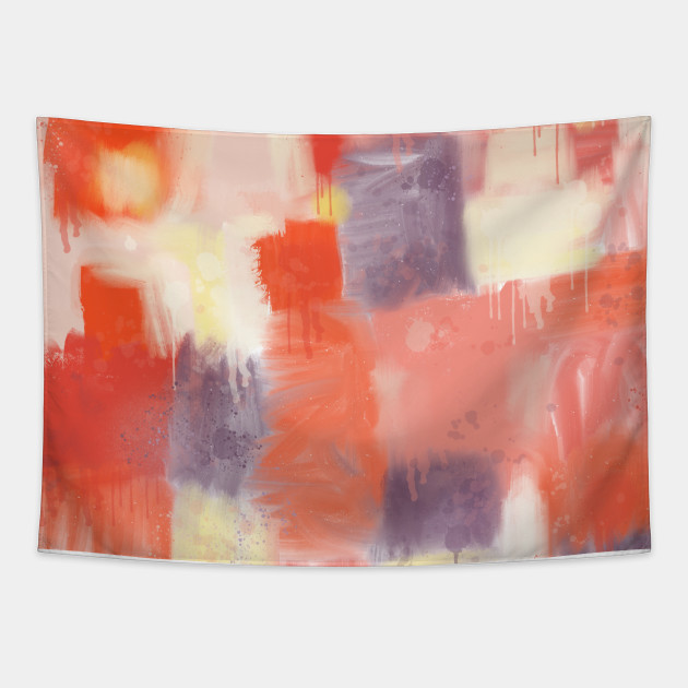 City Sunset Geometric Abstract Painting Abstract Tapestry