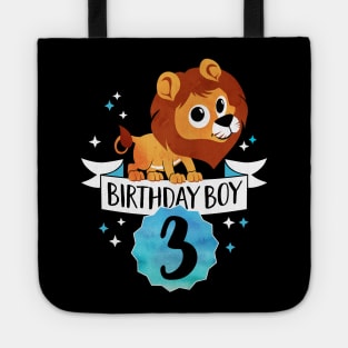 Birthday Boy Lion - Three Years Child Baby Toddler Gift - Third Birthday - 3rd bday Tote