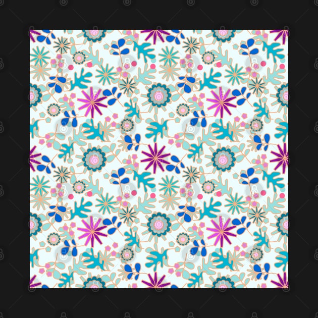 Light Blue Floral Retro Pattern by Artskratch