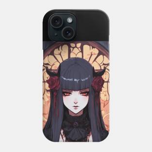 goth woman in evil anime style gotic Phone Case