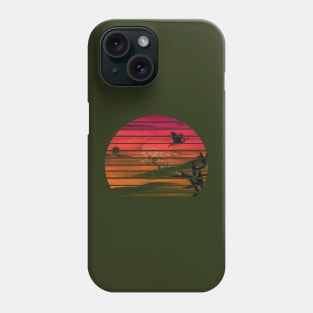 Lispe Traditional Japanese Aesthetic Sunset with Crane Silhouette Phone Case