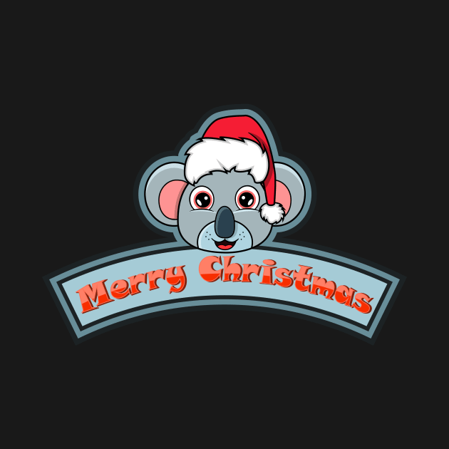 Sticker and Label Of  Koala Character Design and Merry Christmas Text. by tedykurniawan12