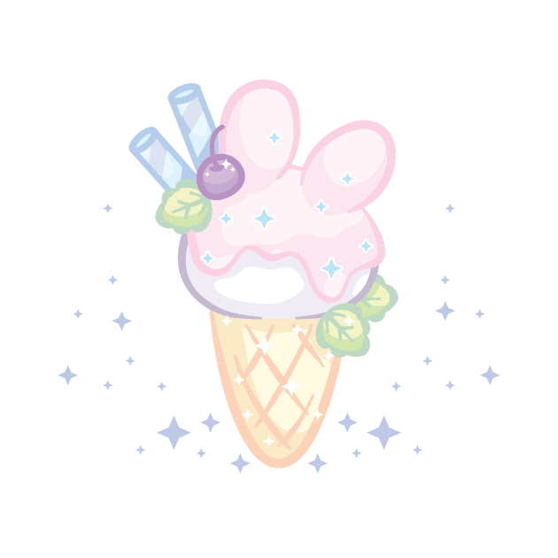 Sparkly Pastel Bunny Ice Cream Cone by cSprinkleArt