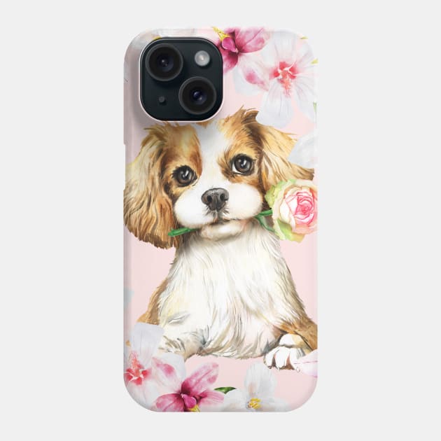 Cavalier King Charles Spaniel brings a rose Phone Case by Athikan