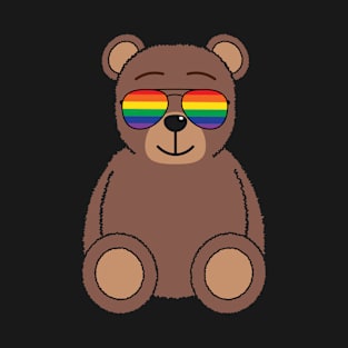 Cute Teddy Bear Sunglasses Trans Pride Flag T-Shirt