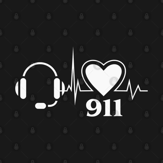 911 Dispatcher Heartbeat Thin Gold Line for Police Dispatch by Shirts by Jamie