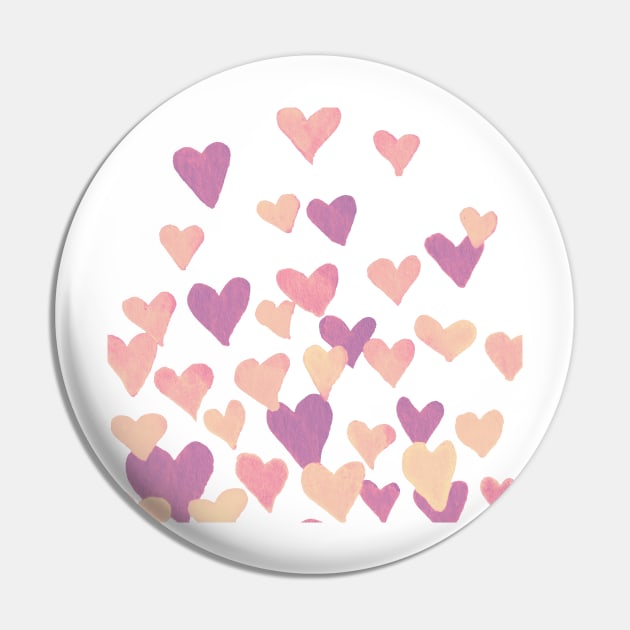 Valentine’s Day Watercolor Hearts – pastel pink Pin by wackapacka