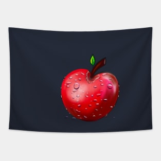 Wet red apple with water droplets Tapestry