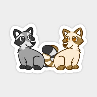 Raccoon Friends in Blue Magnet