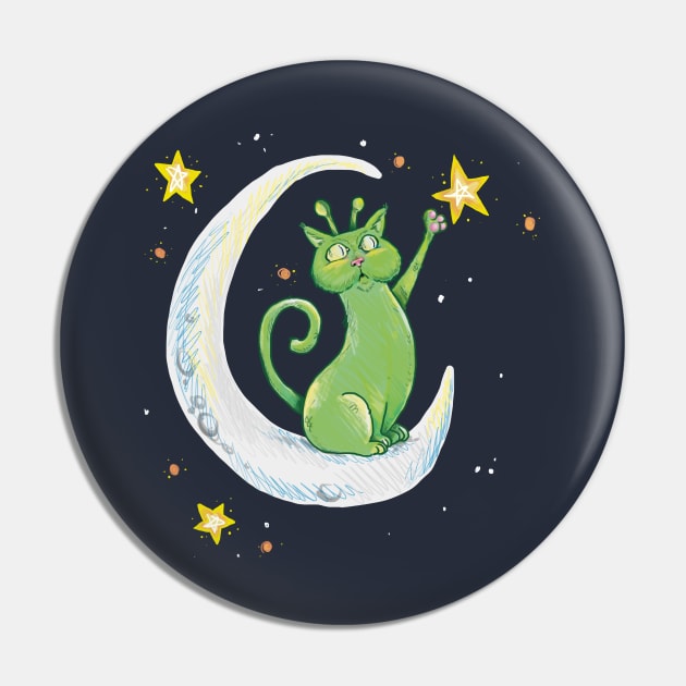 Alien Cat Pin by CatsandBats