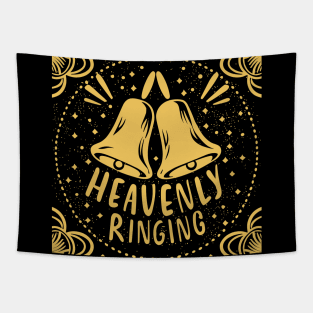 Heavenly Ringing For Handbell Ringers Choir Black Background Tapestry