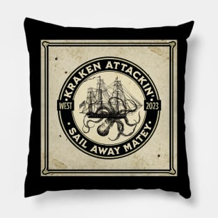 Kraken Attackin’ Sail Away Matey Pillow