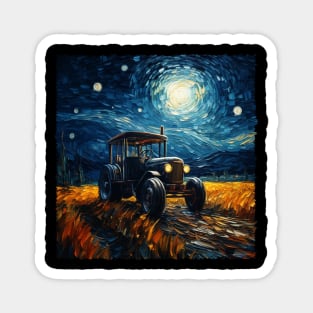 Dungaree Dreams Farmer's Style, Tractor Starry Night Magnet